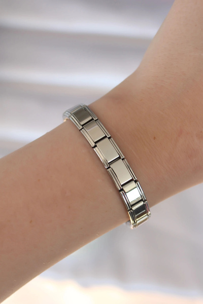Livenda 316L Steel Silver Color Non-Engraved Nominaition Model Women's Bracel...