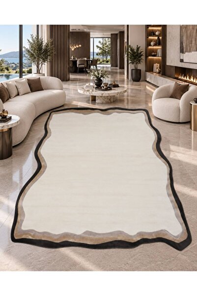 Neşem Halı Boutique EKO HALI Utopia UTP 11 Cream Gold Black Amorf Tasarımlı M...