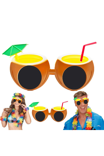 Livenda Coconut Tropical Hawaiian Hello Summer Party Glasses