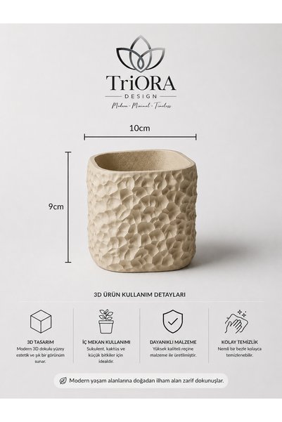 triora LastRock mini kaktüs saksısıl: Modern Ev Dekorasyon Saksı 9cmx 9cm gen...