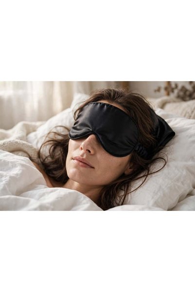 calinahome Black Satin Sleep Eye Patch (1 Piece)