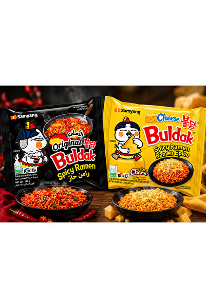 buldak 1 adet scipy ramen 1 adet extra cheese ramen