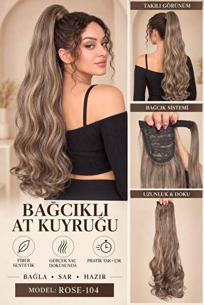 Suzan Peruk Bağcıklı Cırtcırtlı dolamalı Uzun dalgalı At Kuyruğu Fiber gerçek...