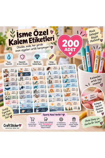 Kişiye Özel Okul Etiketi | İskandinav Hayvanları Temalı