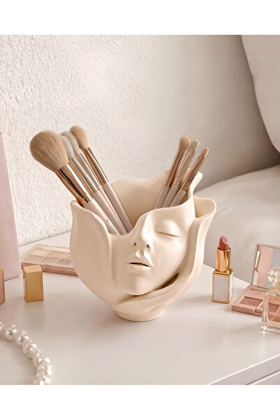 END DESİGN TİCARET VE MARKET Amour Face Beige Makeup Organizer – Decorative D...