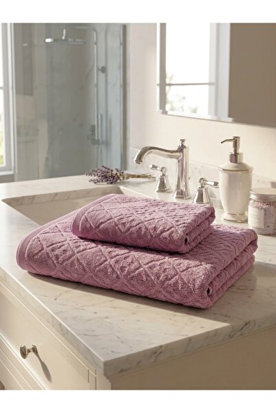 Özdilek Tile Bathroom Towel Set - Plum