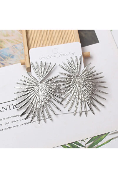 GlaMLo Accessories Cercei Statement Evantai cu Raze Texturate – 6,8 x 5,5 cm