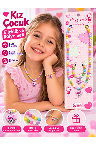 Elfida Shop Kuromi Çocuk Kolye Bileklik Seti Karne Hediyesi