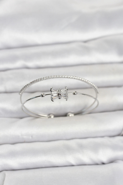Livenda Brass Silver Color Baguette Zircon Stone Women's Bracelet Tj-Bb8514