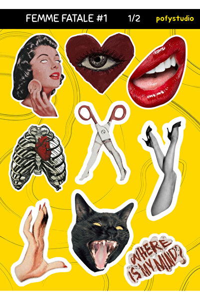 Femme Fatale Sticker Seti 19 Adet Suya Dayanıklı Etiket, Ajanda, Journal, Bullet Journal, Laptop, Tablet, Defter
