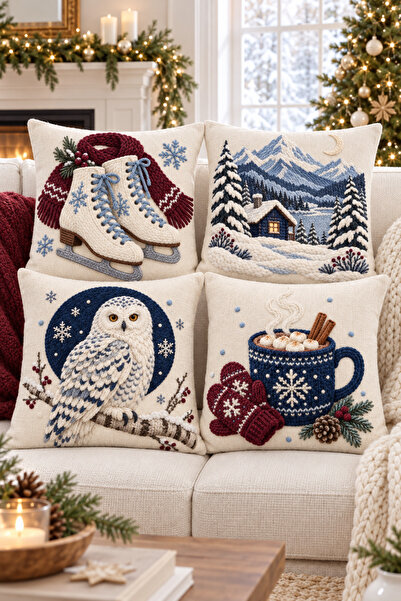 stellahomes Winter and New Year Themed Digital Printed 3D Embroidery-Looking ...