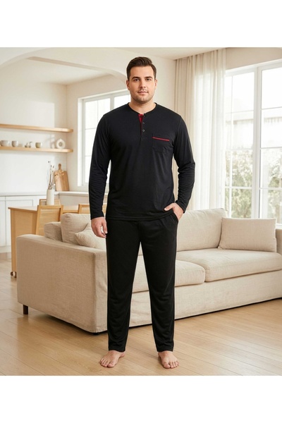 melodi Three-Button Oversize & Large Size Men's Pajama Set 45014