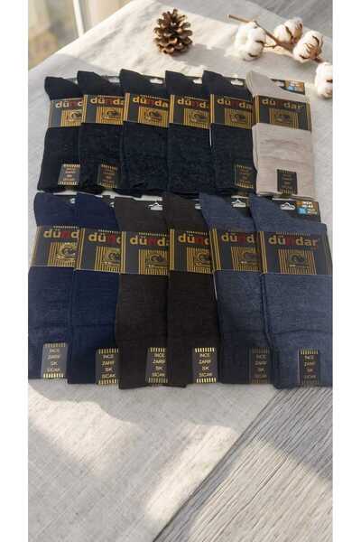 Dündar PLUS ERKEK CASHMERE ÇORAP; KIŞLIK; DÜZ ASORTİ 12'Lİ PAKET; (40-44)