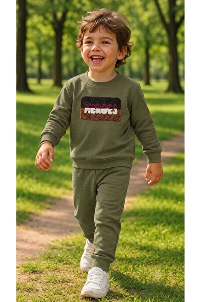 tuma collectıon Boys' Winter Tracksuit Set Sweatshirt Bottoms Cotton Three-Th...
