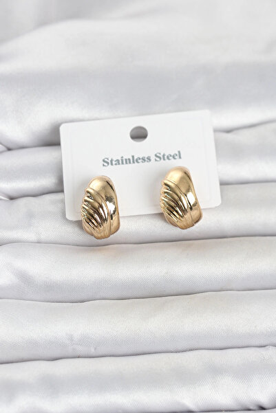 Livenda 316L Steel Gold Color Patterned Half Hoop Model Women's Earrings Tj-B...
