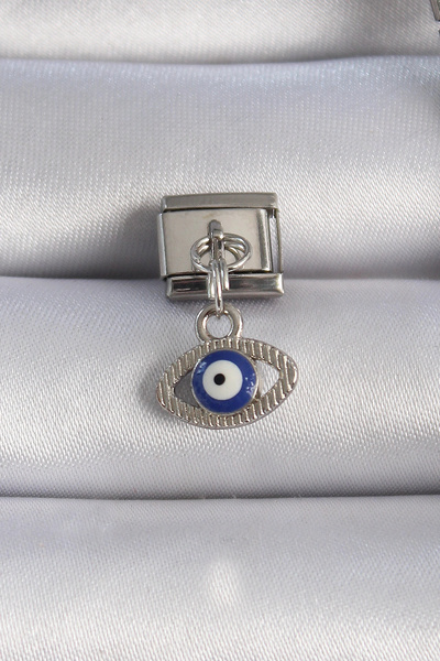 Livenda 316L Steel Silver Color Dangle Eye Figure Evil Eye Bead Detail Nomina...
