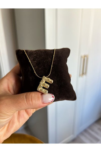 ToffyStore Pullu E Harf Kolye - Gold