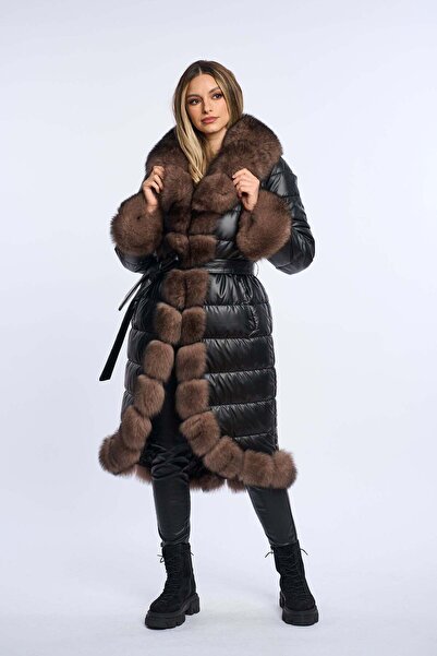 Luxus Geaca Fas cu blana de jur imprejur, neagra