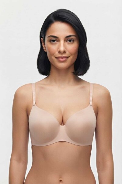 ÖMF Light Pink Women's Premium Laser Cut Seamless Basic Underwire C Cup Bra -...