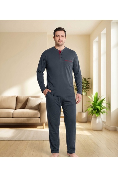 melodi Three-Button Oversize & Large Size Men's Pajama Set 45014