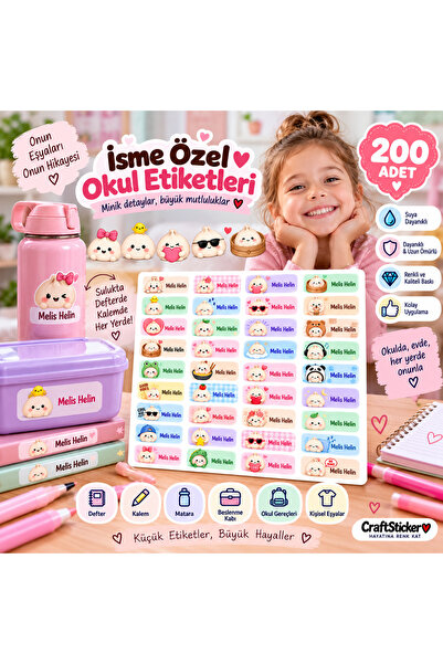 Genel Markalar Sevimli Kawaii Karakterli Kişiye Özel Sticker – Suya Dayanıklı...