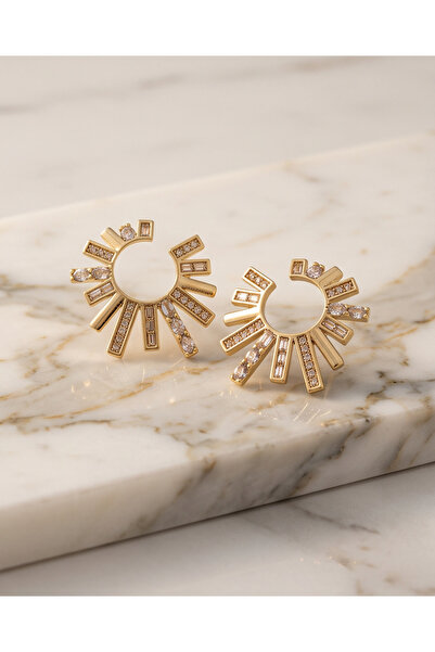 XUPING JEWELRY Gösterişli Kadın Küpe -14K Altın Renginde - Zirkon ve Kristal ...