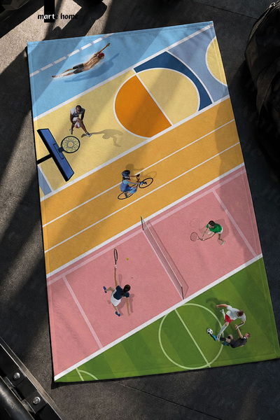 Marte Home Colorful Printed 50X100 cm Sports Towel, Fitness Training Towel