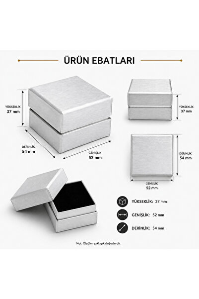 Gümüş Renk Yüzük ve Takı Kutusu, 37 × 52 × 54 mm 15'li Paket