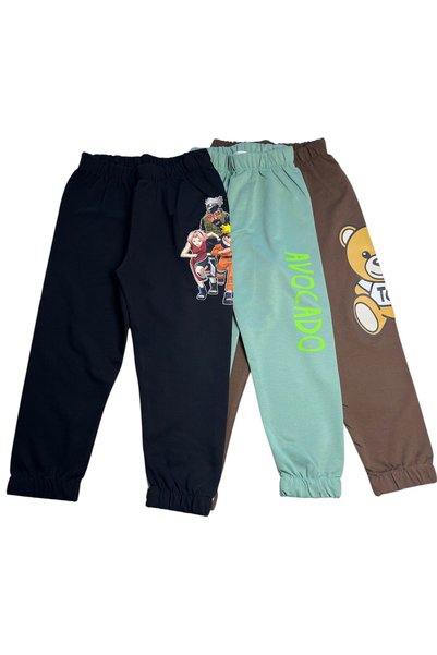 Minik Motion Children's Boys' Sweatpants Large Printed 3-Piece Set