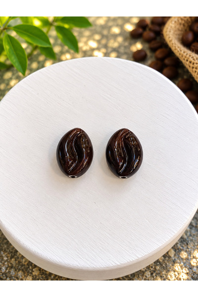 ADAMODART Murano Glass Coffee Bean Beads Dark Roast Jewelry Design Beads 2 Pi...