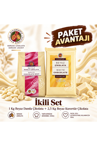 Altınmarka Beyaz Damla Çikolata ve Kuvertür Çikolata Tanışma Paketi (ALT182 B...