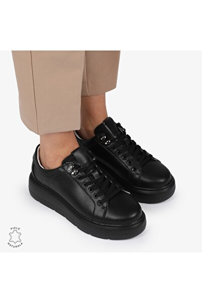 trendamoda Pantofi CASUAL PIELE NATURALA CU INCHIDERE SIRET negru