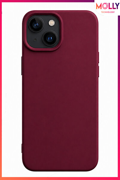 Molly iPhone 15 İçin Vişne Çürüğü Liquid İçi Kadife Mat Silikon Kılıf