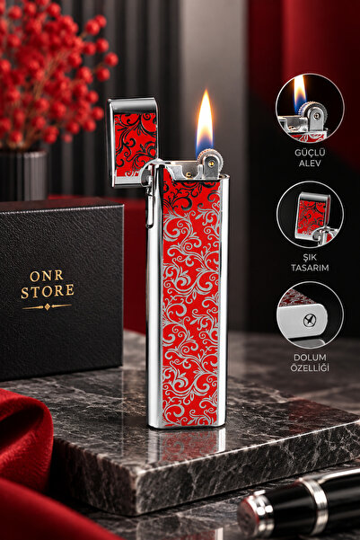 ONRSTORE İnce Slim Gaz Dolumlu Metal Gold Kapaklı Premium Şık Tasarım
