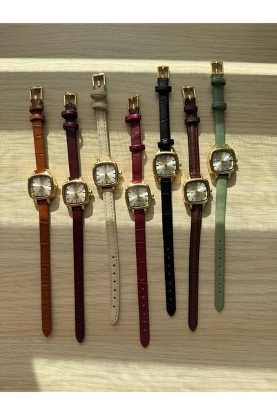 rubsey Minimal Leather Cord Women's Wristwatch Claret Red