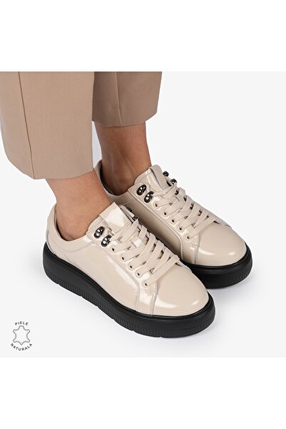 trendamoda Pantofi CASUAL PIELE NATURALA CU INCHIDERE SIRET beige
