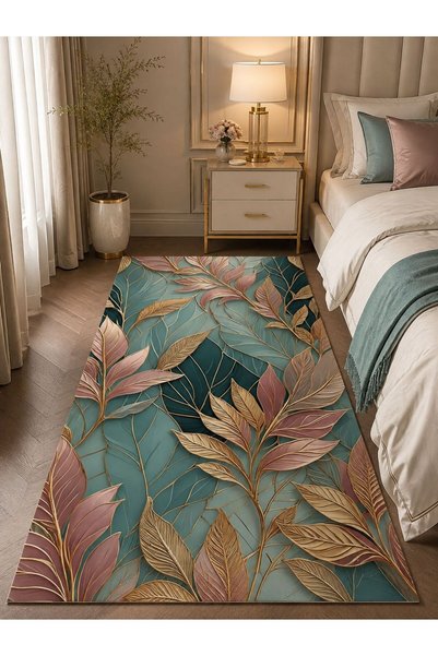 YTR HOME Dijital Baskı Yıkanabilir Kaymaz Taban Dekoratif Salon Mutfak Halısı...
