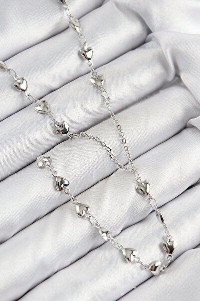 Livenda Brass Zircon Stone Heart Model Silver Color Y Necklace Tj-Bko10456