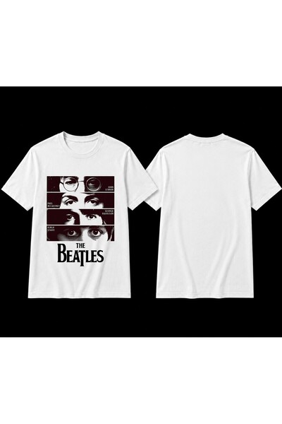 HESCOKOZMETİK Unisex bela pamučna majica sa otiskom članova benda The Beatles