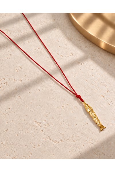 Elvia Atelier balık uçlu Kırmızı ip Kolye