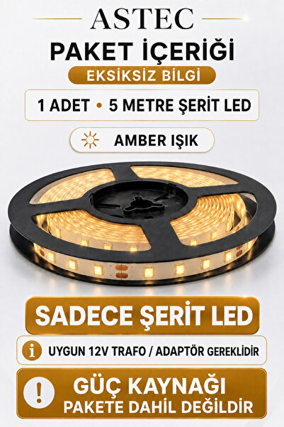 ASTEC 12V Şerit LED 5 Metre / 10 Metre Yapışkanlı Kesilebilir İç Mekân Aydınlatma – Trafo Hariç Bütün Renkler