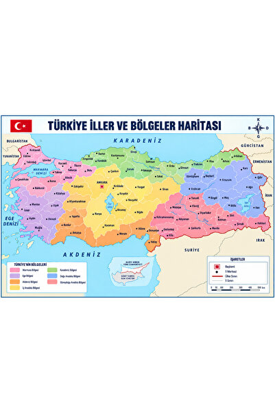 PRİME Concept 100x150 cm Türkiye İller ve Bölgeler Haritası – Eğitici Okul ve...