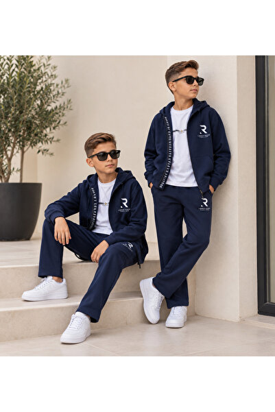 KOKOŞ BEBEK Zipper Lettering Detailed 3-Piece Boys' Set - Ages 7/14 - 31915