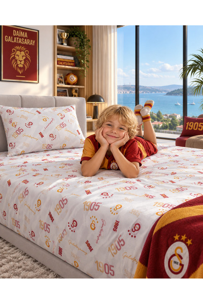 Galatasaray 🦁❤️💛 LİSANSLI VE BANDROLLÜ TEK KİŞİLİK ÇARŞAF SETİ 160x230 CM –...