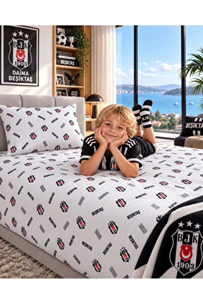 Beşiktaş LİSANSLI VE BANDROLLÜ TEK KİŞİLİK ÇARŞAF SETİ 160x230 CM – SİYAH BEY...