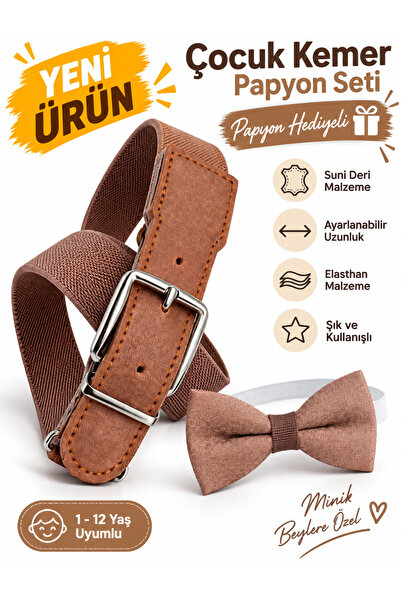 Algitsin O L A Children's Elastic Belt with Matching Bow Tie Gift for Ages 1-12