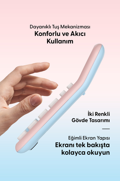 Daxi X-110 Küçük Boy Hesap Makinesi, Tavşan Temalı, İki Renkli Gövde Tasarımı, 12 Haneli, 9.5 x 12.5 cm