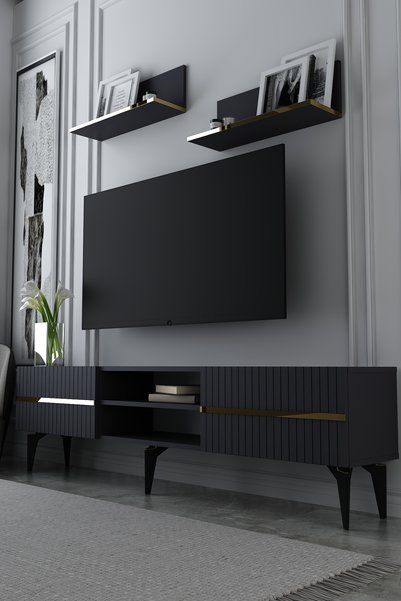 Dekortis Home Dekor 180DHDTRÜR5AA TEDY LAZER PLEKSİ DESENLİ RAFLI TV SEHPASI ...
