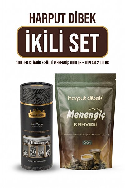 HARPUT DİBEK İkili Set 1000 gr Silindir Kutu Dibek Kahvesi + 1000 gr Sütlü To...