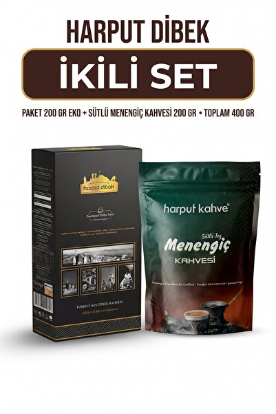 HARPUT DİBEK İkili Set 200 gr Eko Paket Dibek Kahvesi + 200 gr Sütlü Toz Mene...